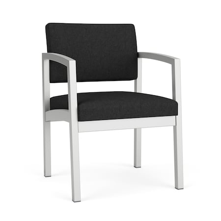 Lesro Lenox Steel Guest Chair, Black Seat, Black Back, 22.5 W 24.5 L 32 H, Vinyl Seat LS1101
